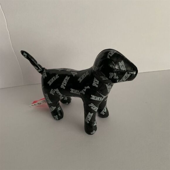Victoria's Secret PINK Black & White Vinyl Dog Plush Limited Edition - Picture 6 of 7